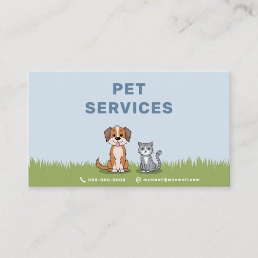 Cartoon Cat & Dog - Pet Services 名刺 (正面)