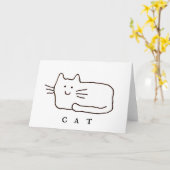 Cartoon Cat Doodle Line Art Folded Greeting Card カード (黄色い花)