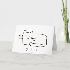 Cartoon Cat Doodle Line Art Folded Greeting Card カード