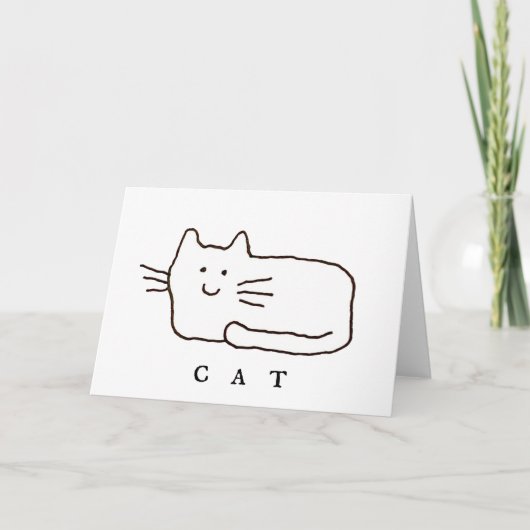 Cartoon Cat Doodle Line Art Folded Greeting Card カード (正面)