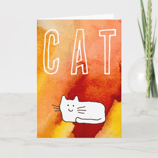 Cartoon Cat Doodle Line Art Folded Greeting Card カード (正面)