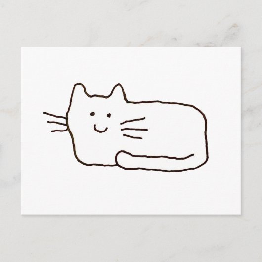 Cartoon Cat Doodle Line Drawing  ポストカード (正面)