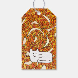 Cartoon Cat Doodle Line Drawing Gift Tags ギフトタグ