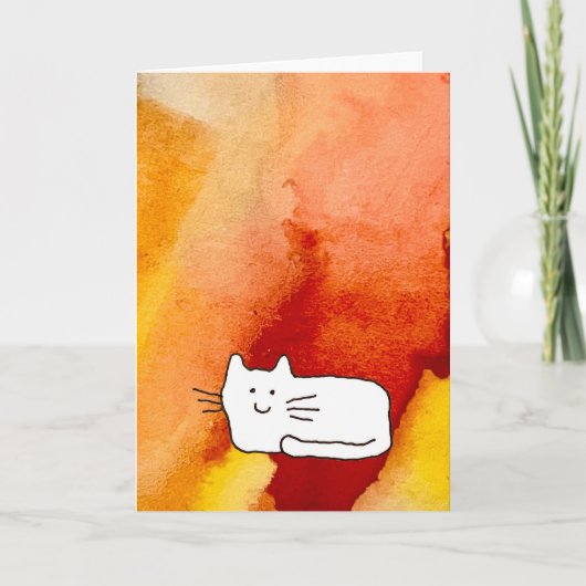 Cartoon Cat Doodle Line Drawing Greeting Card カード (正面)