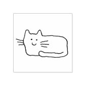 Cartoon Cat Doodle Line Drawing Wood Art Stamp ラバースタンプ (インプリント)
