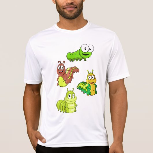 Cartoon Caterpillar Characters Adorable Insects Tシャツ (正面)