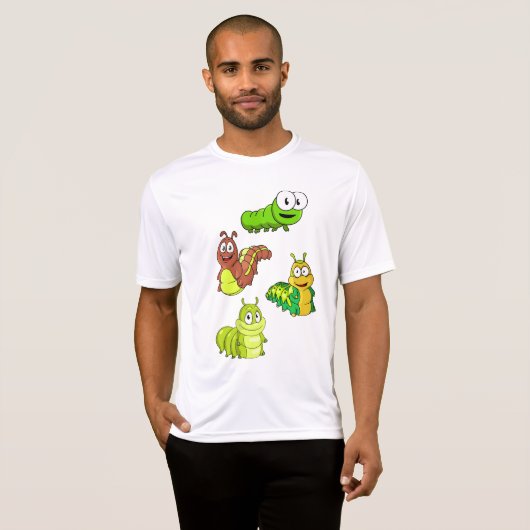 Cartoon Caterpillar Characters Adorable Insects Tシャツ (正面フル)