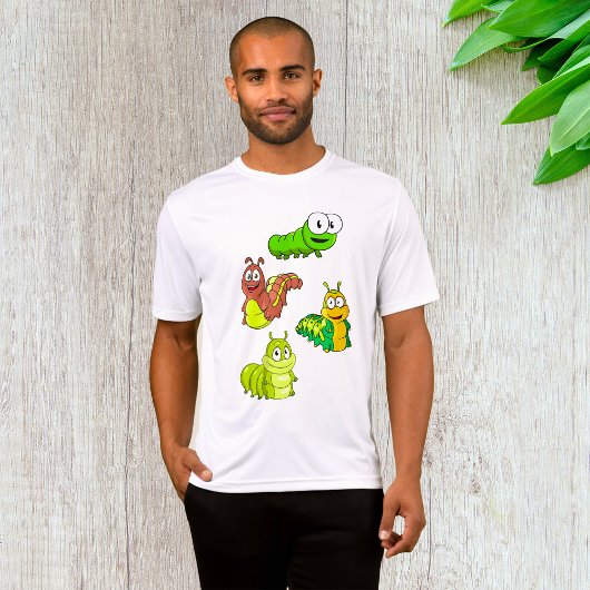 Cartoon Caterpillar Characters Adorable Insects Tシャツ