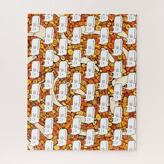 Cartoon Cats Doodle Line Drawing ジグソーパズル (縦)