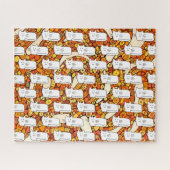 Cartoon Cats Doodle Line Drawing ジグソーパズル (横)