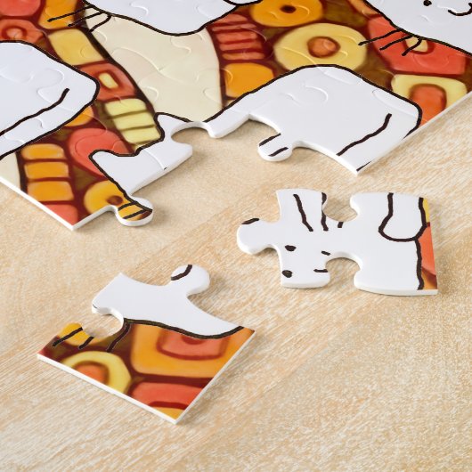 Cartoon Cats Doodle Line Drawing ジグソーパズル (側面)