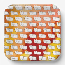 Cartoon Cats Doodle Line Drawing ペーパープレート