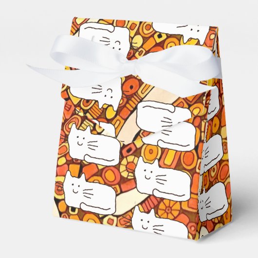 Cartoon Cats Doodle Line Drawing Favor Boxes フェイバーボックス (正面サイド)