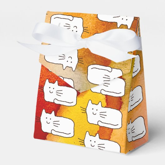Cartoon Cats Doodle Line Drawing Favor Boxes フェイバーボックス (正面サイド)