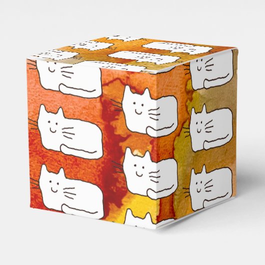 Cartoon Cats Doodle Line Drawing Favor Boxes フェイバーボックス (正面サイド)