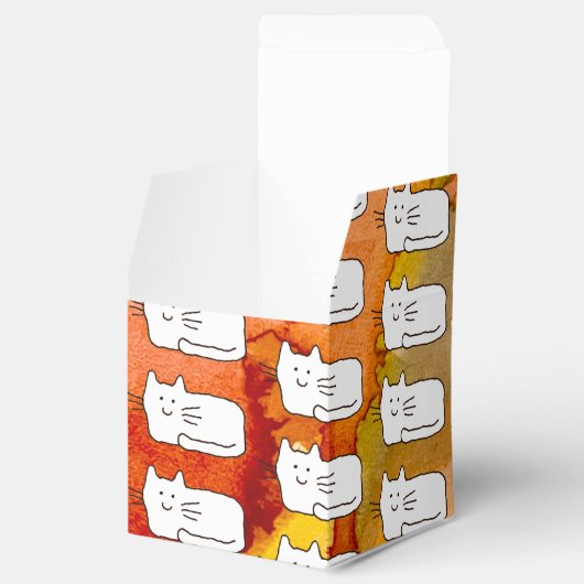 Cartoon Cats Doodle Line Drawing Favor Boxes フェイバーボックス (オープン)