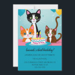 Cartoon Cats Kids' Purr-fectバースデーパーティーの招待 招待状<br><div class="desc">猫祝をテーマにした愛らしい誕生日招待状で過ごす小さな一日！フローラの冠、弓、眼鏡、ヘッドバンド、帽子など、おもしろいアクセサリーを付けた9匹の猫が登場。スクリプトカスタムのタイポグラフィで、パーティーの詳細が次モダンに表示される。カードはピンクの背景に対して手書きのポルカパターンに逆に。パーソナライズするには、テンプレートボックスの文字を編集し、適切な紙と印刷オプションを選択する！</div>
