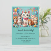 Cartoon Cats Kids’ Purr-fect Birthday Party  招待状 (スタンド正面)