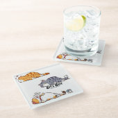 Cartoon Cats "LET’S GO!!" Coaster ガラスコースター (アングル)