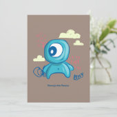 Cartoon Character Hand Drawn Blue Monster Art 招待状 (スタンド正面)
