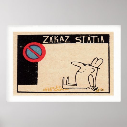 Cartoon Character No Parking Sign Vintage Matchbox ポスター (正面)