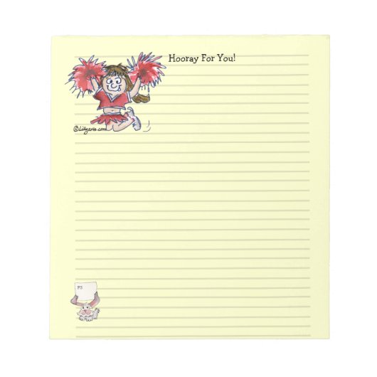 Cartoon Cheerleader Hooray For You Notepad ノートパッド (正面)