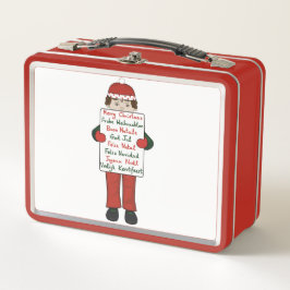 Cartoon Child holding Christmas Greetings Sign メタルランチボックス