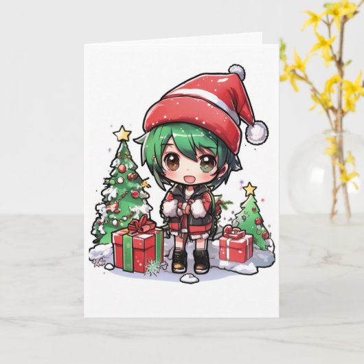 cartoon christmas card カード (黄色い花)
