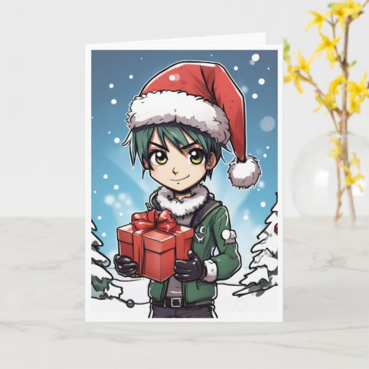 cartoon christmas card カード (黄色い花)