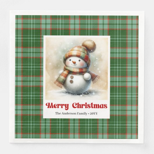 Cartoon Christmas Snowman Napkins Digital for Kids (正面)