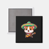 Cartoon Cinco De Mayo Hamster Mariachi Guitar Mexi マグネット (正面/裏面)