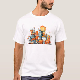 Cartoon City カラフル T-Shirt - Animated Urban Tee Tシャツ