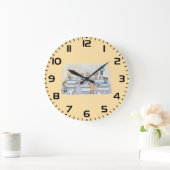 Cartoon Classroom Chaos With Wild Students ラージ壁時計 (ホーム)