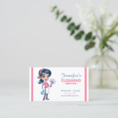 Cartoon Cleaning Lady Business Card 名刺 (スタンド正面)