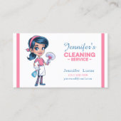 Cartoon Cleaning Lady Business Card 名刺 (正面)