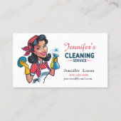 Cartoon Cleaning Lady Business Card 名刺 (正面)