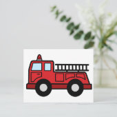 Cartoon Clip Art Firetruck Emergency Vehicle Truck ポストカード (スタンド正面)