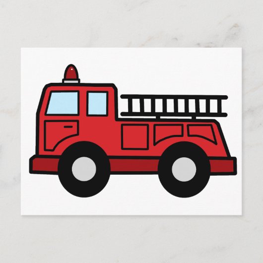 Cartoon Clip Art Firetruck Emergency Vehicle Truck ポストカード (正面)