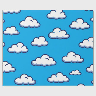 Cartoon Cloud Pattern – Seamless Sky Design ラッピングペーパー