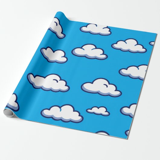 Cartoon Cloud Pattern – Seamless Sky Design ラッピングペーパー (アンロールド)