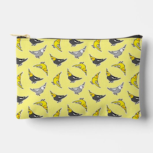 Cartoon Cockatiels Pattern アクセサリーポーチ (正面)