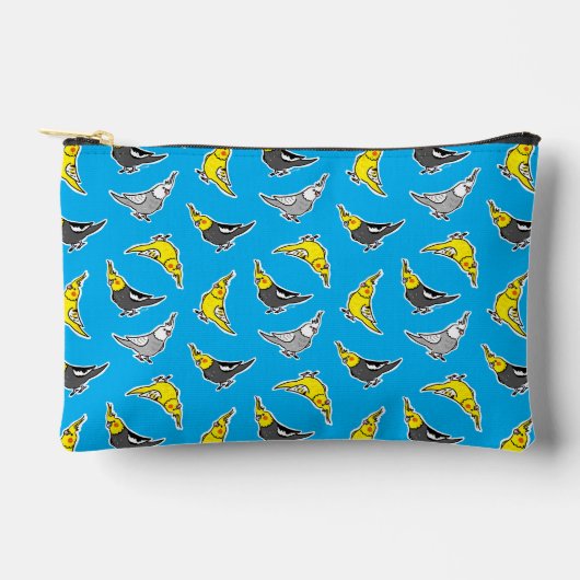Cartoon Cockatiels Pattern アクセサリーポーチ (正面)