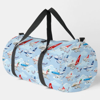 Cartoon commercial airplanes seamless pattern ダッフルバッグ