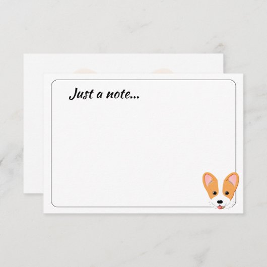Cartoon Corgi Custom Just a Note ノートカード (正面/裏面)