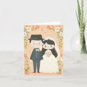 Cartoon Couple Cute Wedding 招待状 (正面)