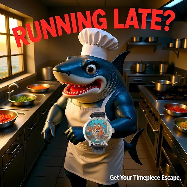 Cartoon Crab Reading in Underwater-themed Bathroom 腕時計 (クリエイターアップロード済み)