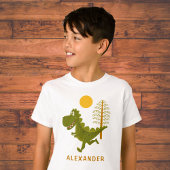 Cartoon Cute Funny Running Dinosaur Jurassic Sun  Tシャツ