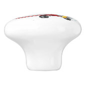 Cartoon Dinosaur Pilot Flying Red Airplane セラミックノブ (側面)