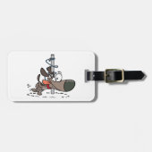 Cartoon Dog Tangled Around Pole with Leash ラゲッジタグ (正面横)