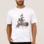 Cartoon Dog Tangled Around Pole with Leash Tシャツ (正面)